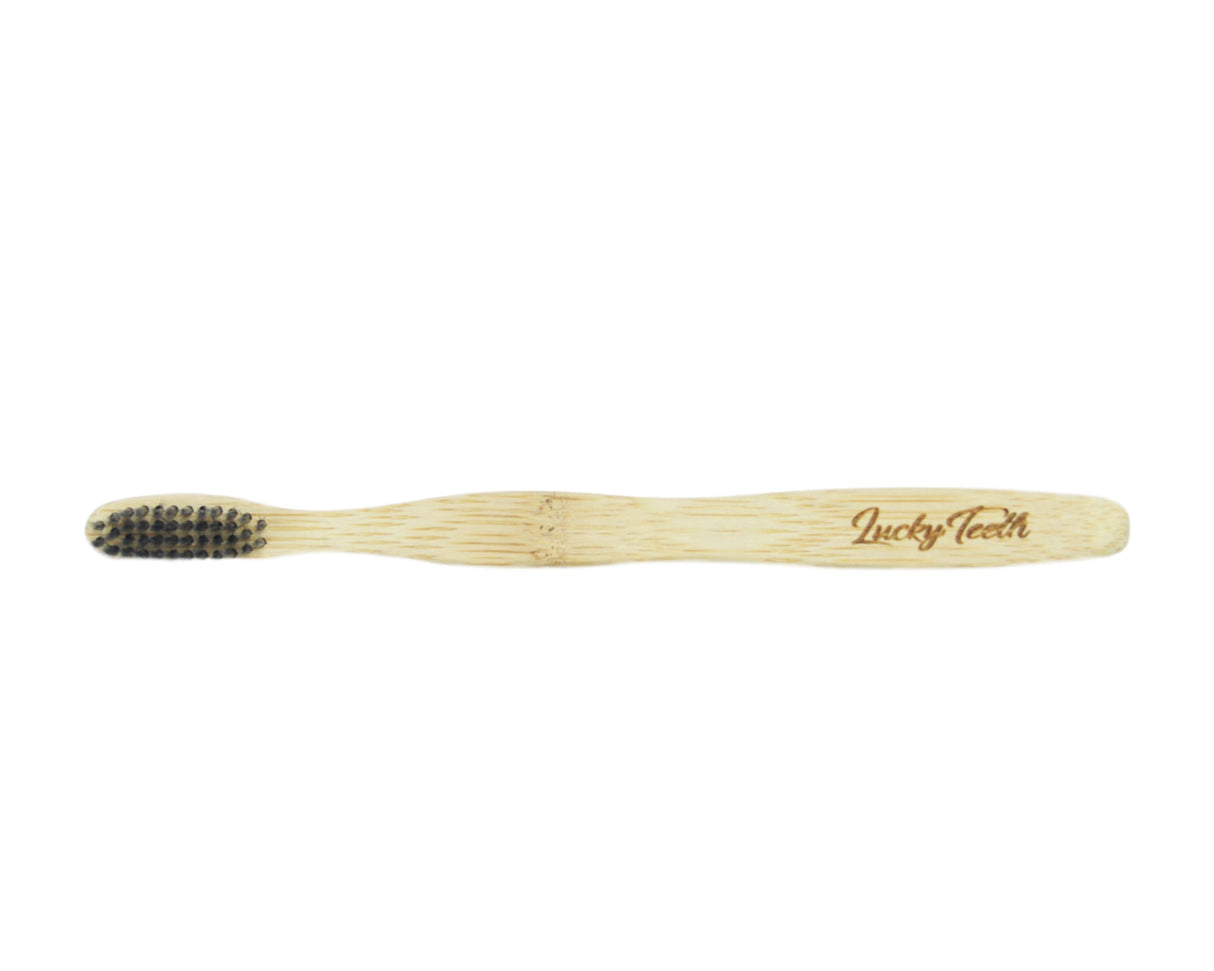 Bamboo Toothbrush With Charcoal Bristles - Soft Bristles, BPA and Phthalates Free from Lucky Teeth