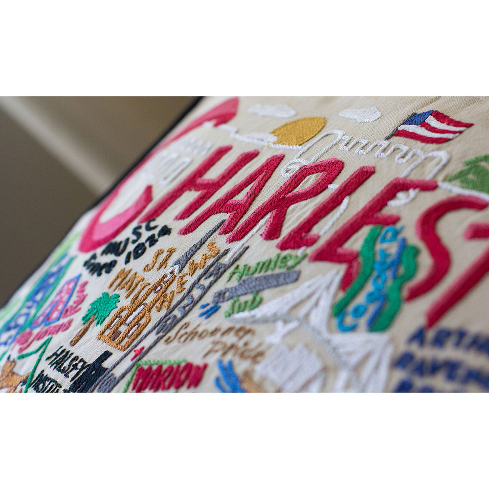 Charleston Hand-Embroidered Pillow from Quirks!