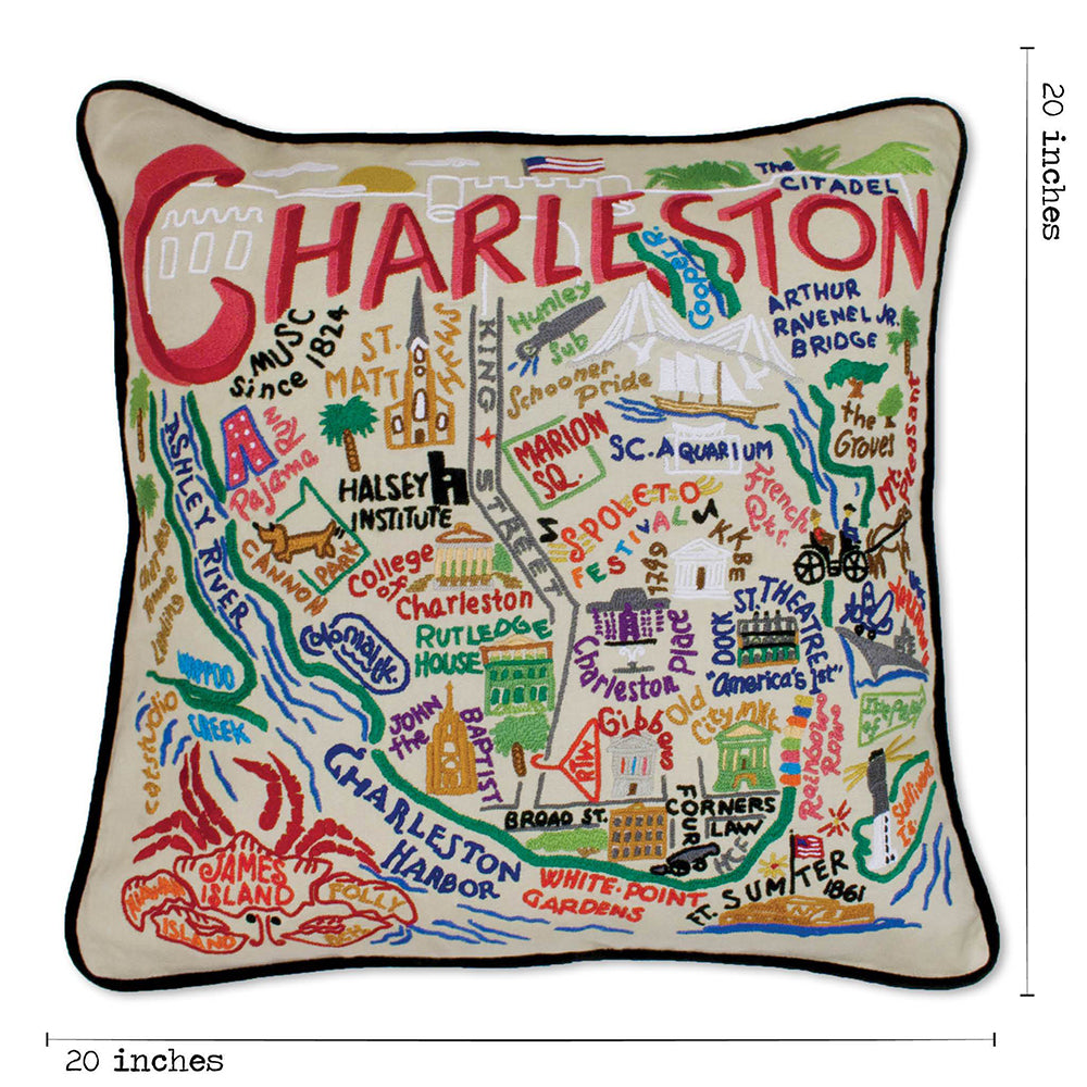 Charleston Hand-Embroidered Pillow from Quirks!