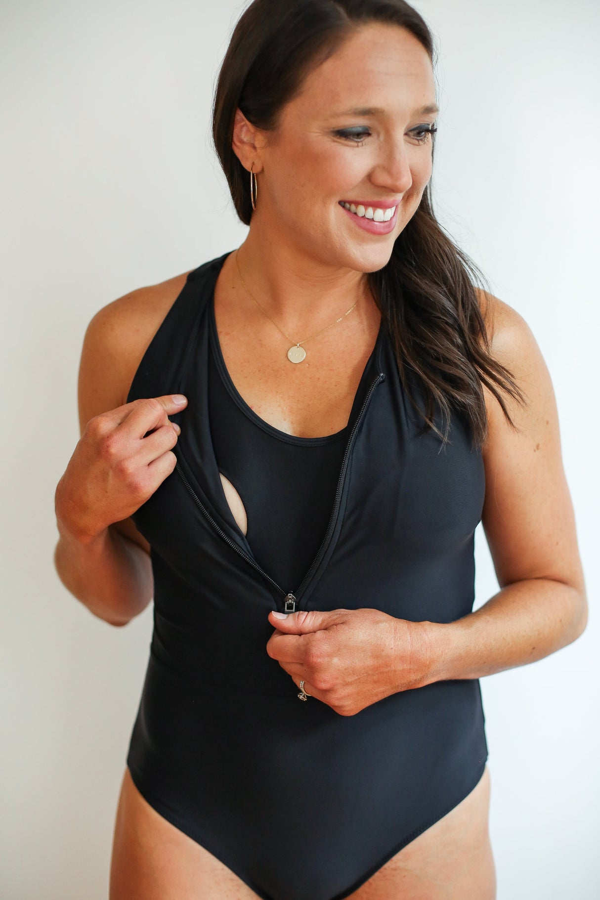 One Piece Zip Up Breastfeeding Swimsuit From Movemama