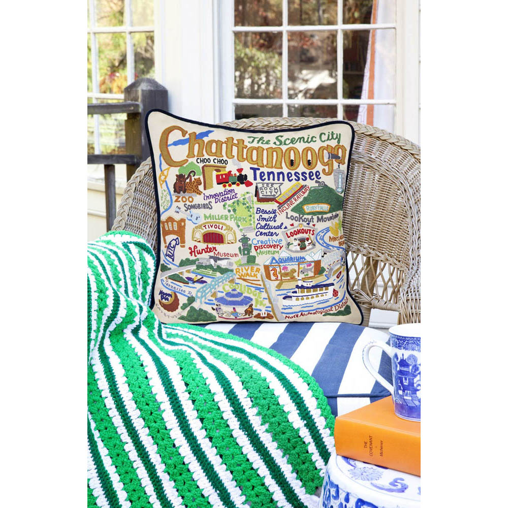 Chattanooga Hand-Embroidered Pillow by CatStudio from Quirks!