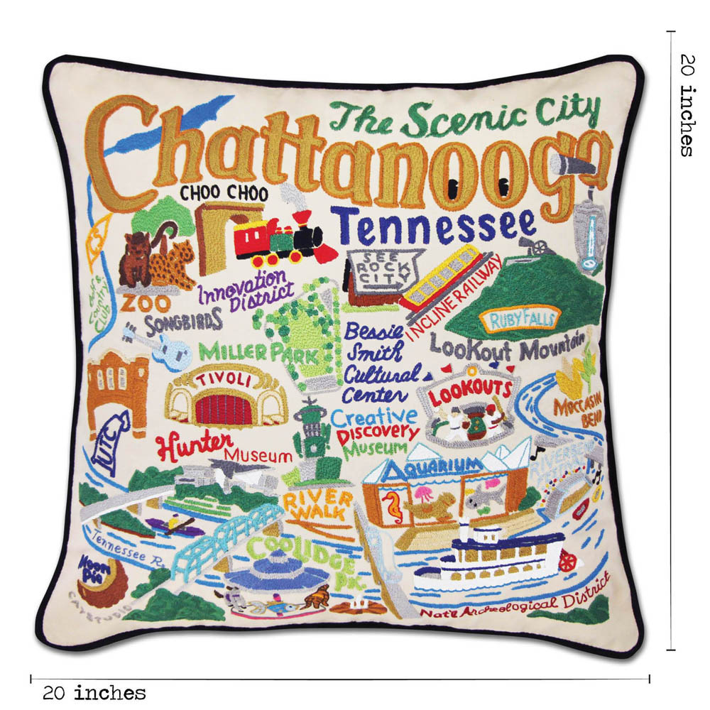 Chattanooga Hand-Embroidered Pillow by CatStudio from Quirks!