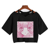 Cherry Blossom Dreams Crop Top – Sweet Manga-Inspired Pink Tee From Kawaii Stop