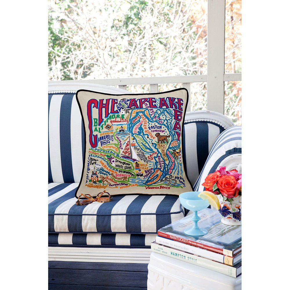 Chesapeake Bay Hand-Embroidered Pillow from Quirks!
