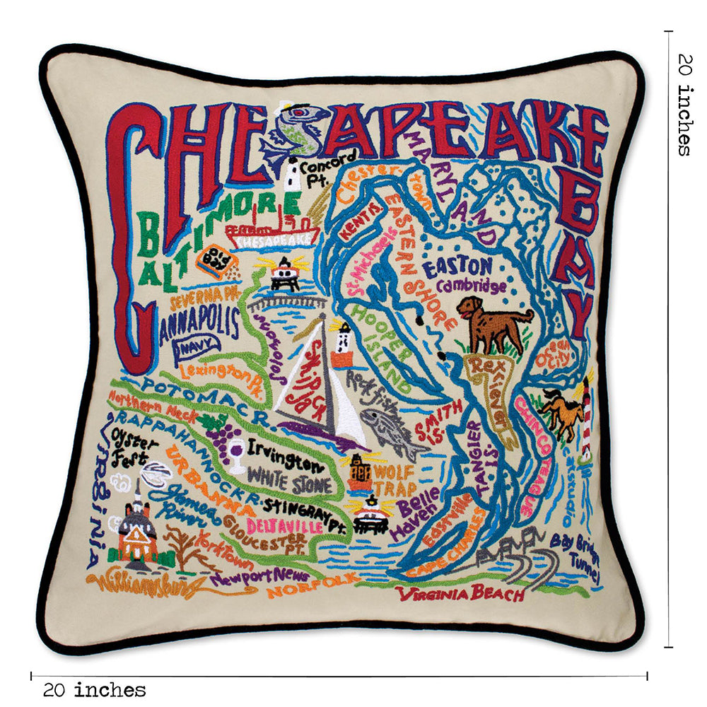 Chesapeake Bay Hand-Embroidered Pillow from Quirks!