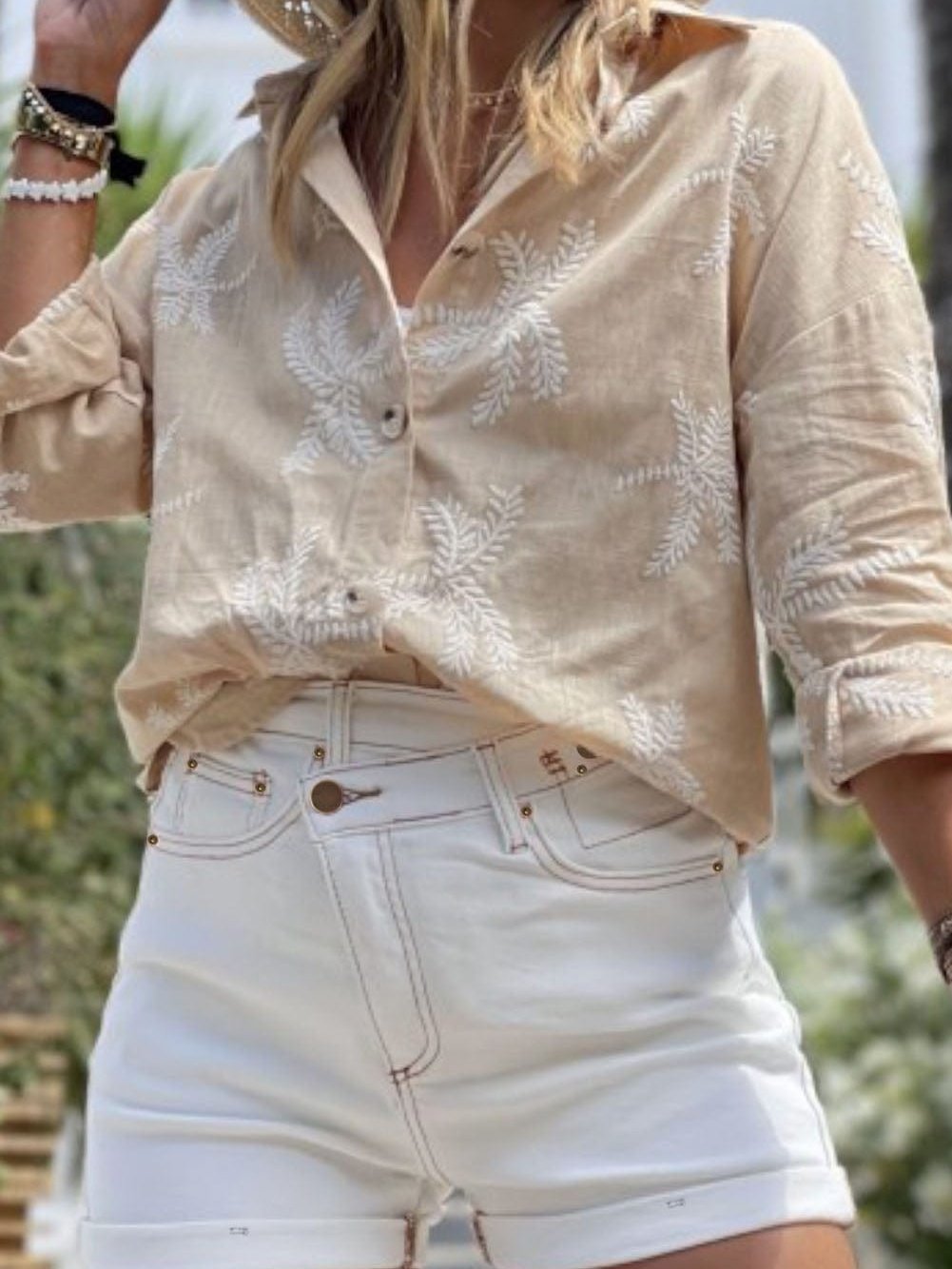 Chic White Denim Shorts with Unique Waist Detail from MsDressly