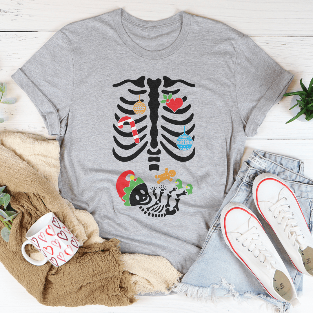 Christmas Pregnant Skeleton Tee from Peachy Sunday