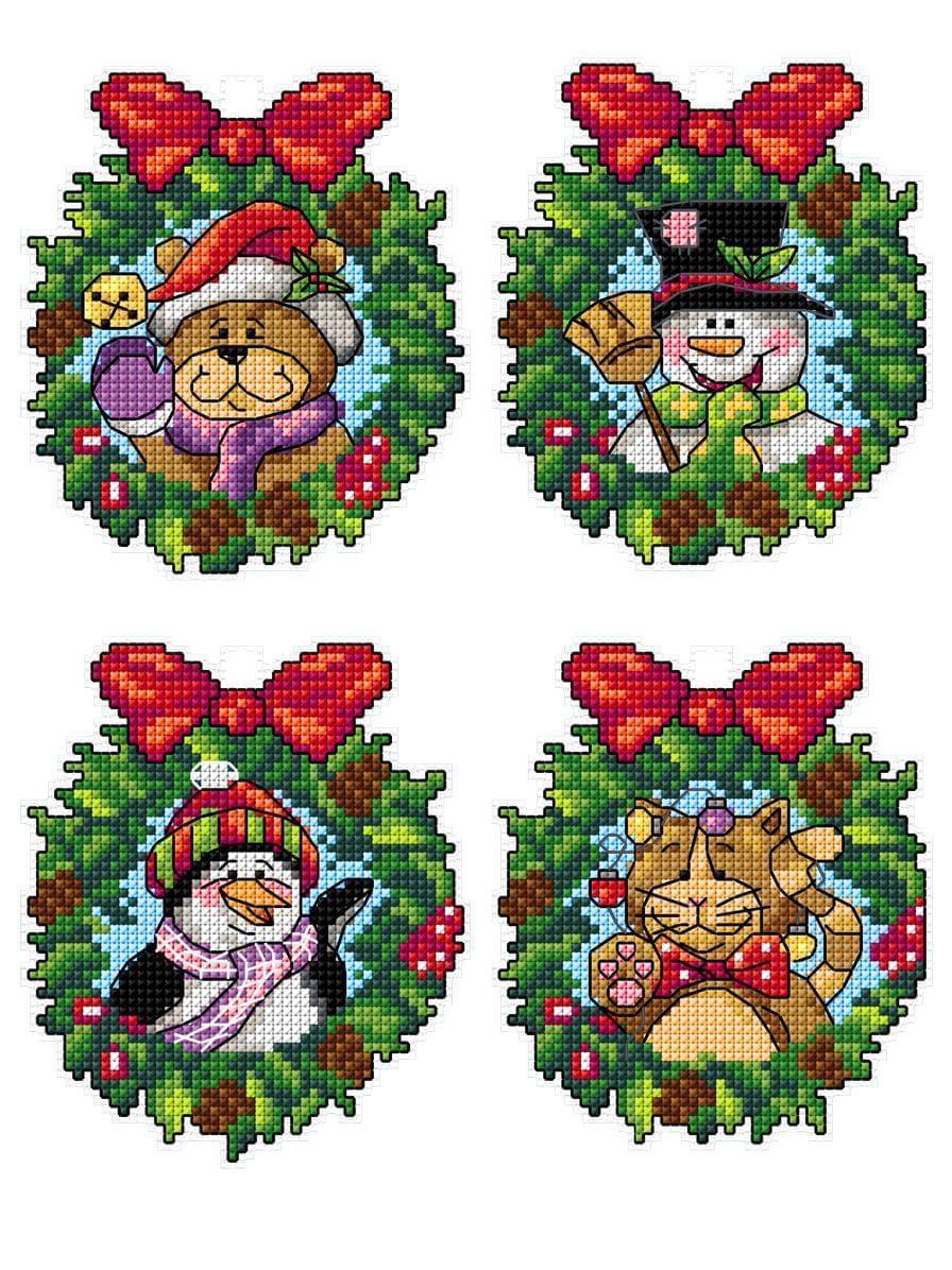 Christmas Wreaths 115CS Counted Cross-Stitch Kit From Wizardi