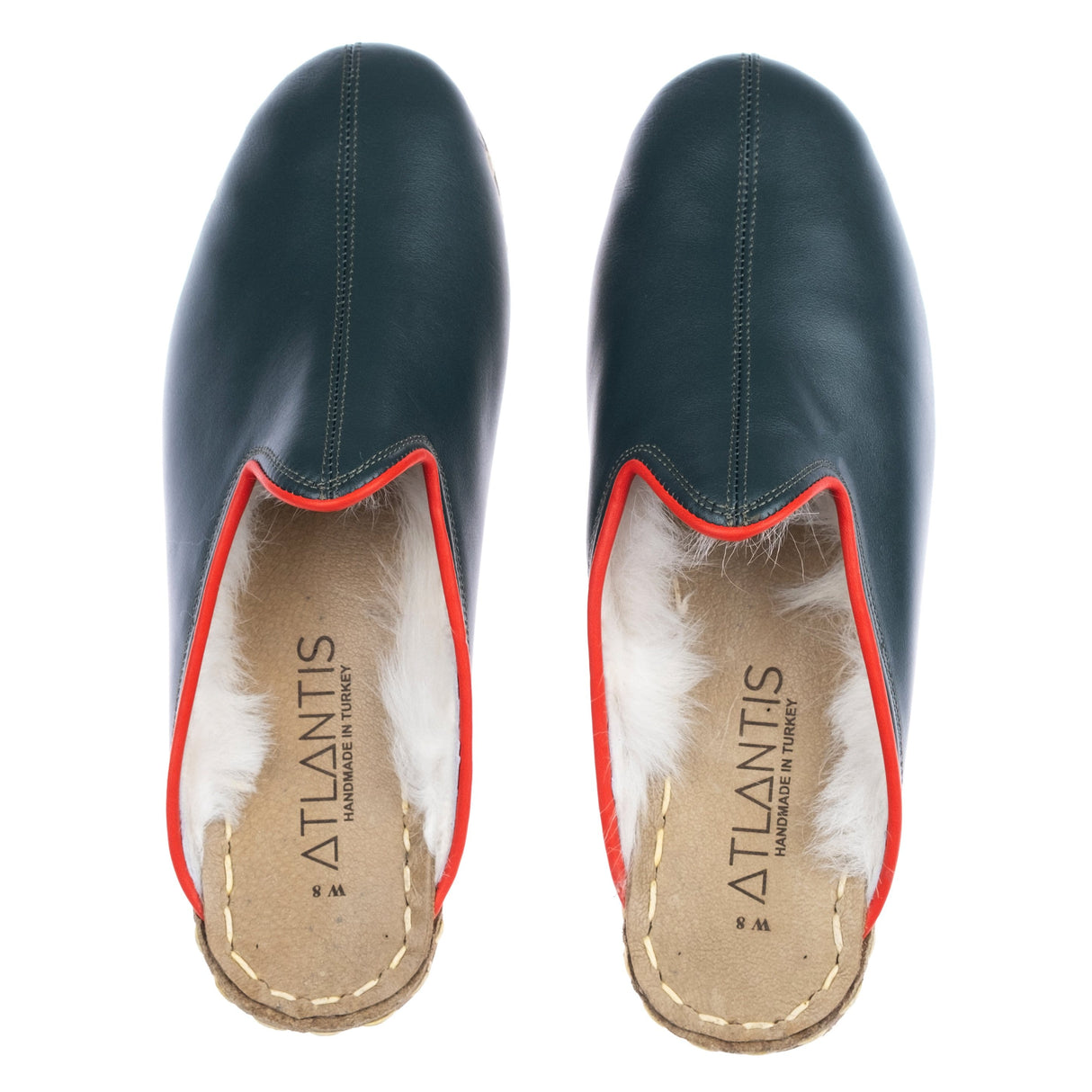 Men's Dark Green Slippers from Atlantis Handmade Shoes