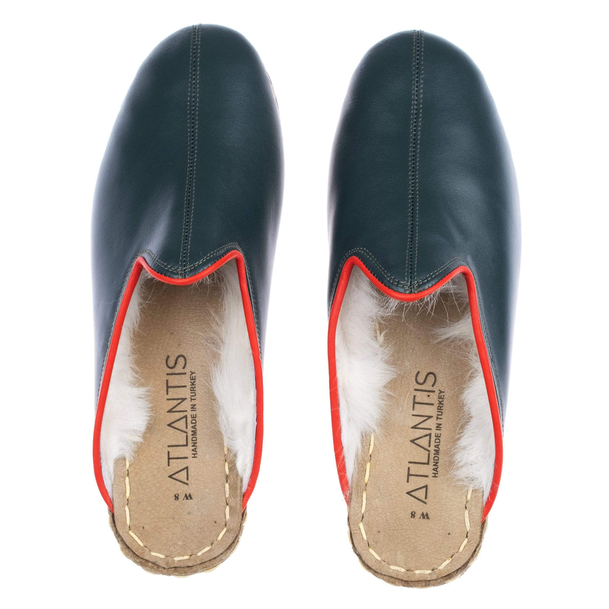 Women's Dark Green Slippers from Atlantis Handmade Shoes
