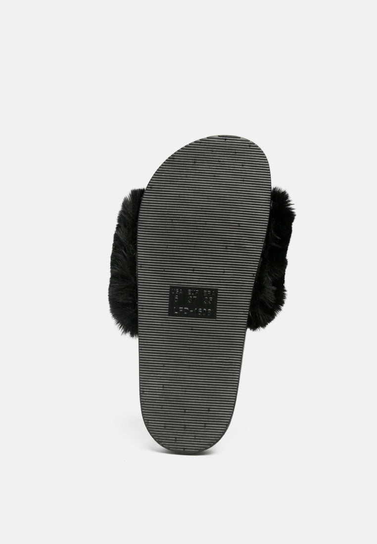 Chums Metal Chain Detail Fur Slides from London Rag International