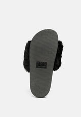 Chums Metal Chain Detail Fur Slides from London Rag International