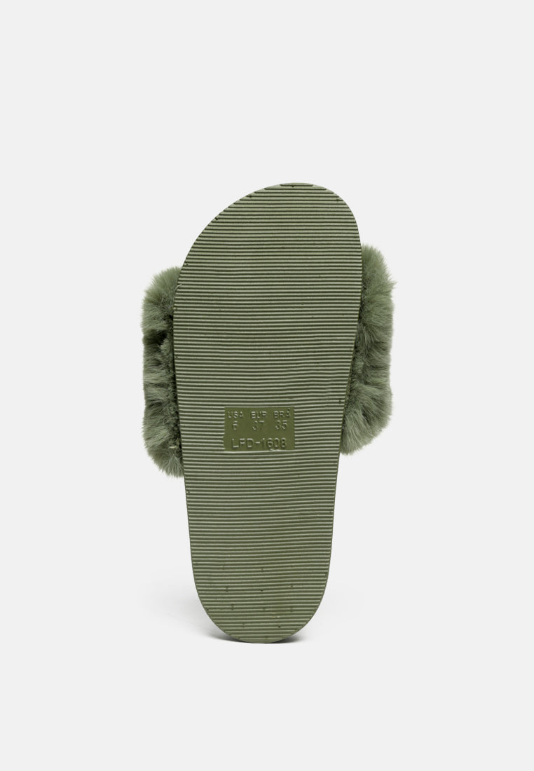 Chums Metal Chain Detail Fur Slides from London Rag International