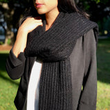 Chunky Black Knit Alpaca Scarf from SLATE + SALT