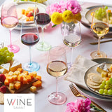 Colored Crystal Wine Glass Set of 6, Large Stemmed 12 oz Glasses, Great for all Occasions & Special Celebrations Unique Italian Style Tall Drinkware for Red & White Wine, Water Dinner, Color Glassware from The Wine Savant