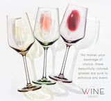 Colored Crystal Wine Glass Set of 6, Large Stemmed 12 oz Glasses, Great for all Occasions & Special Celebrations Unique Italian Style Tall Drinkware for Red & White Wine, Water Dinner, Color Glassware from The Wine Savant