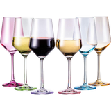 Colored Crystal Wine Glass Set of 6, Large Stemmed 12 oz Glasses, Great for all Occasions & Special Celebrations Unique Italian Style Tall Drinkware for Red & White Wine, Water Dinner, Color Glassware from The Wine Savant