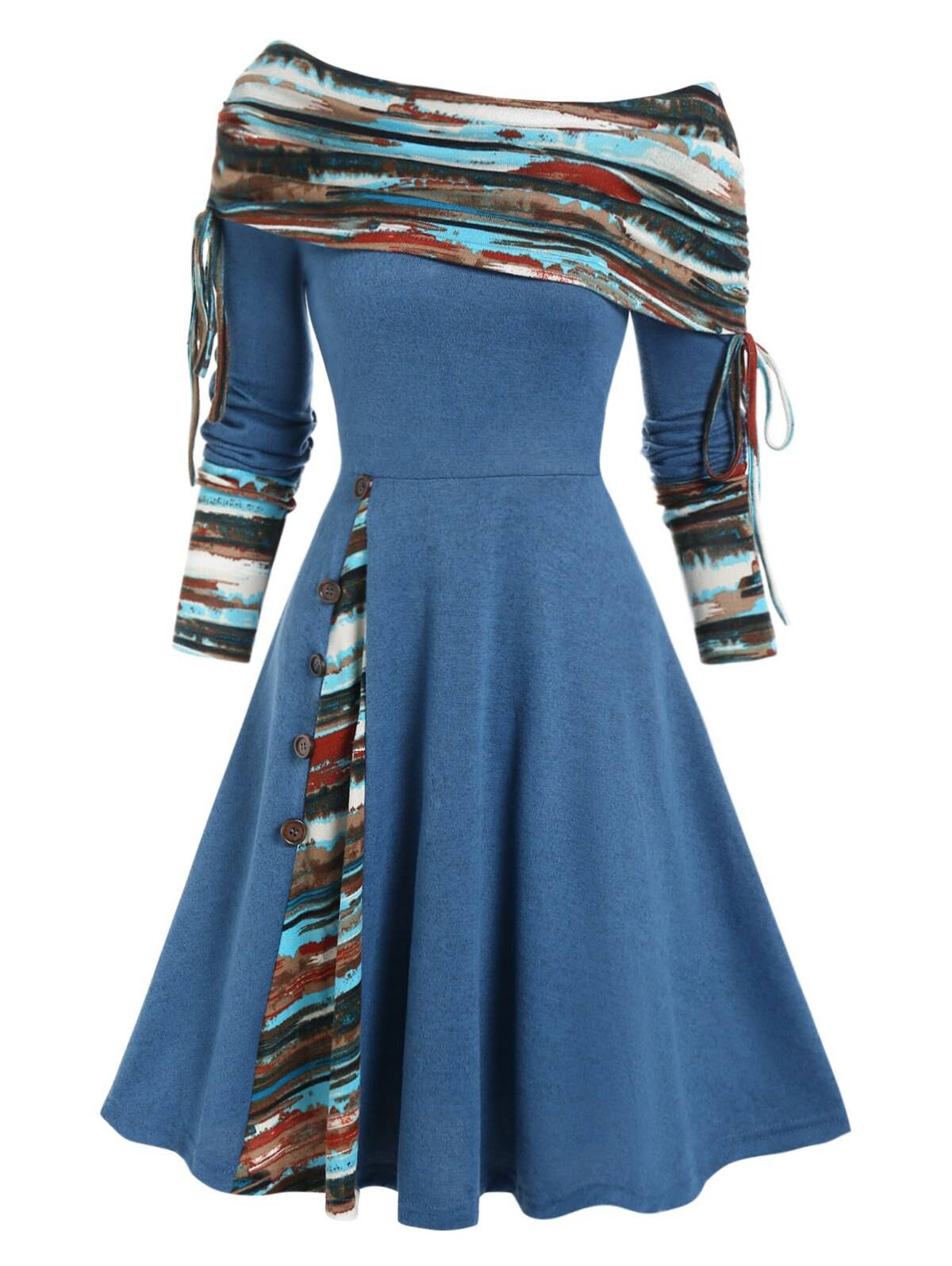 Cinched Striped Flare Dress From Kawaii Stop