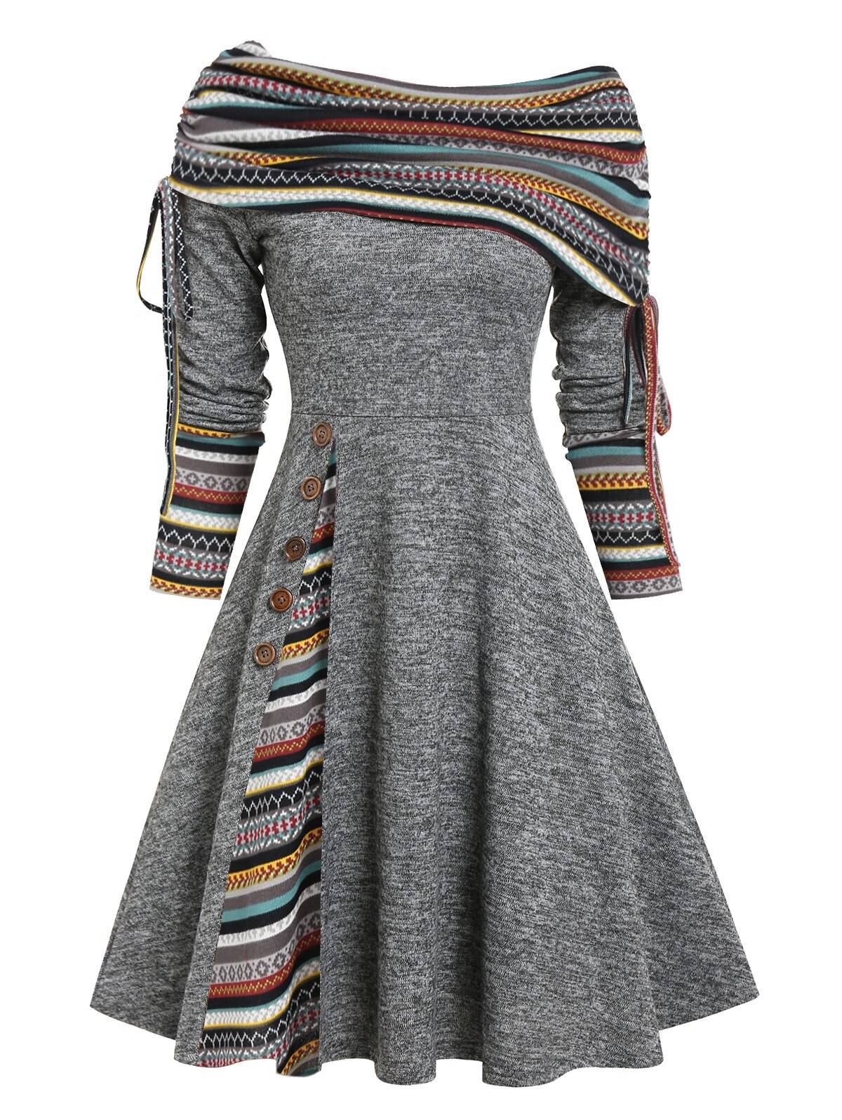 Cinched Striped Flare Dress From Kawaii Stop