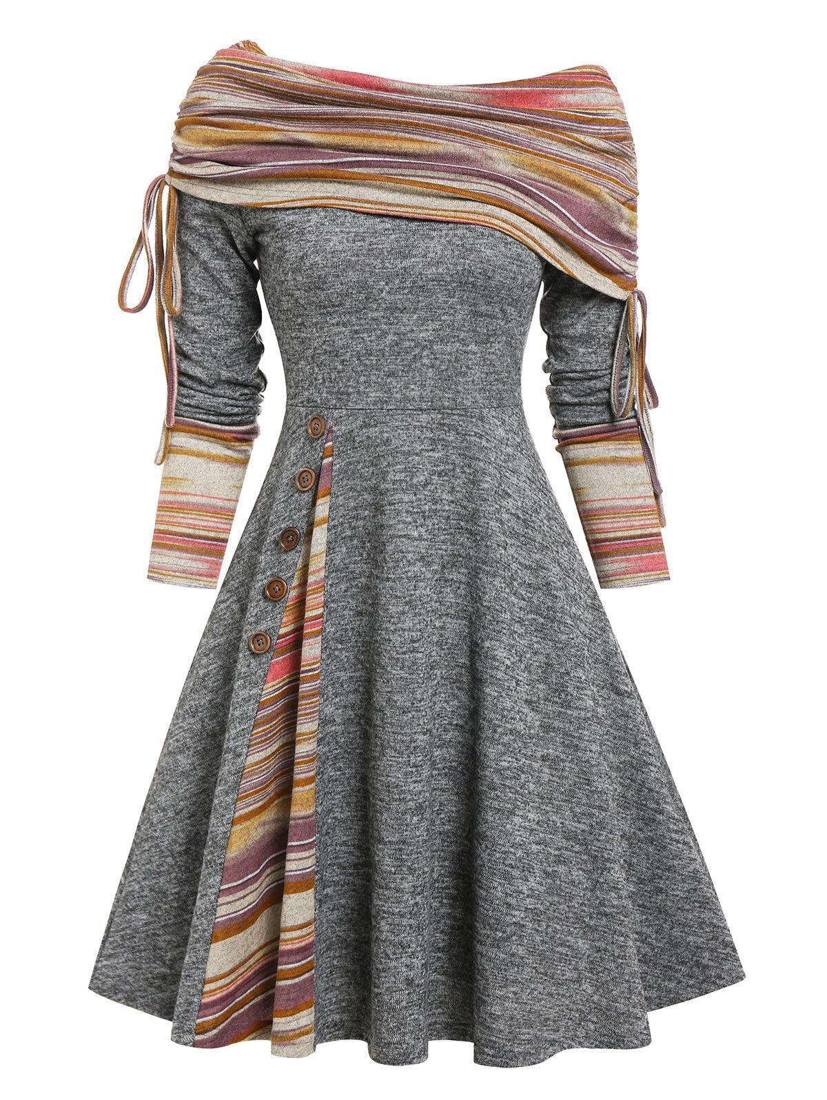Cinched Striped Flare Dress From Kawaii Stop