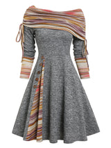 Cinched Striped Flare Dress From Kawaii Stop