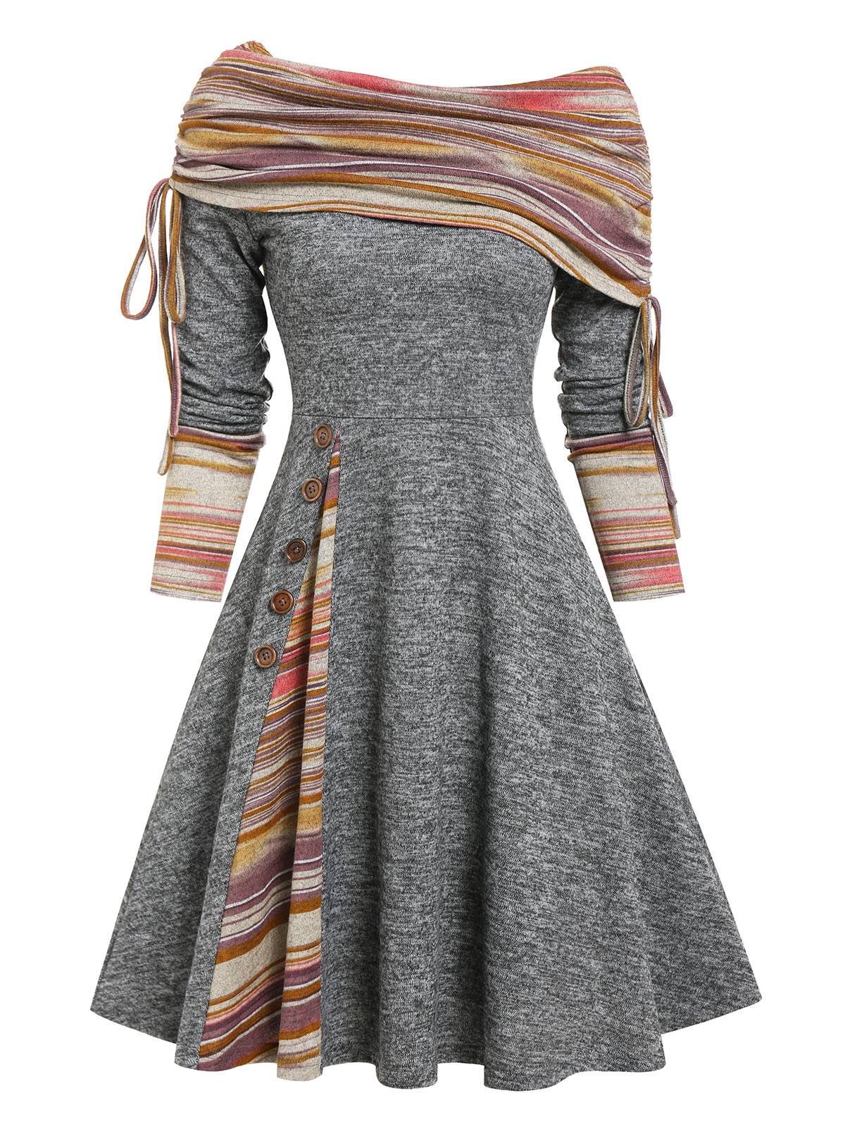 Cinched Striped Flare Dress From Kawaii Stop