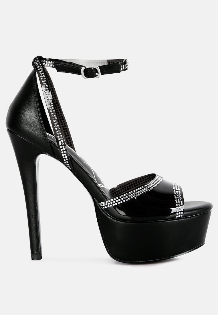 Cinderella Rhinestones Embellished Stiletto Platform Sandals from London Rag International