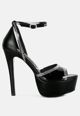 Cinderella Rhinestones Embellished Stiletto Platform Sandals from London Rag International