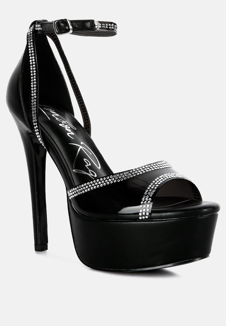 Cinderella Rhinestones Embellished Stiletto Platform Sandals from London Rag International