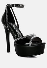 Cinderella Rhinestones Embellished Stiletto Platform Sandals from London Rag International