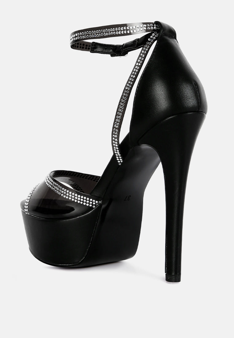 Cinderella Rhinestones Embellished Stiletto Platform Sandals from London Rag International