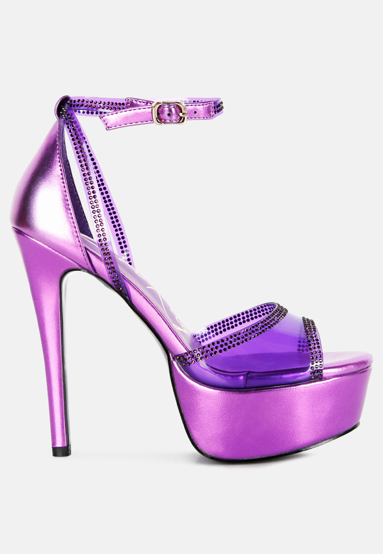 Cinderella Rhinestones Embellished Stiletto Platform Sandals from London Rag International