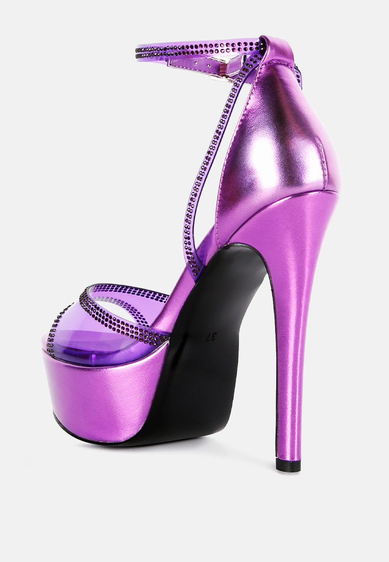 Cinderella Rhinestones Embellished Stiletto Platform Sandals from London Rag International