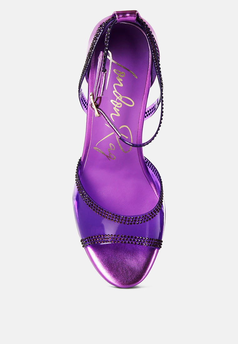 Cinderella Rhinestones Embellished Stiletto Platform Sandals from London Rag International