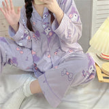 Hello Kitty Kuromi My Melody Cinnamoroll Flannel Pajamas From Kawaii Stop