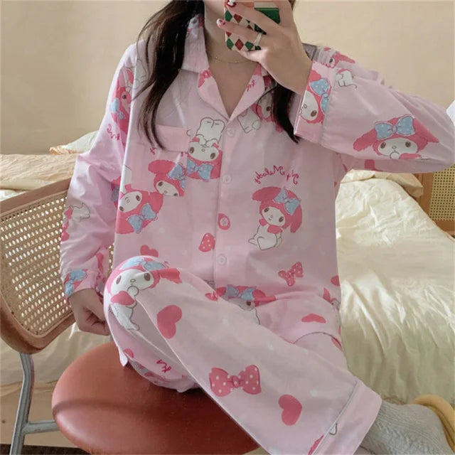 Hello Kitty Kuromi My Melody Cinnamoroll Flannel Pajamas From Kawaii Stop