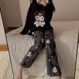 Hello Kitty Kuromi My Melody Cinnamoroll Flannel Pajamas From Kawaii Stop