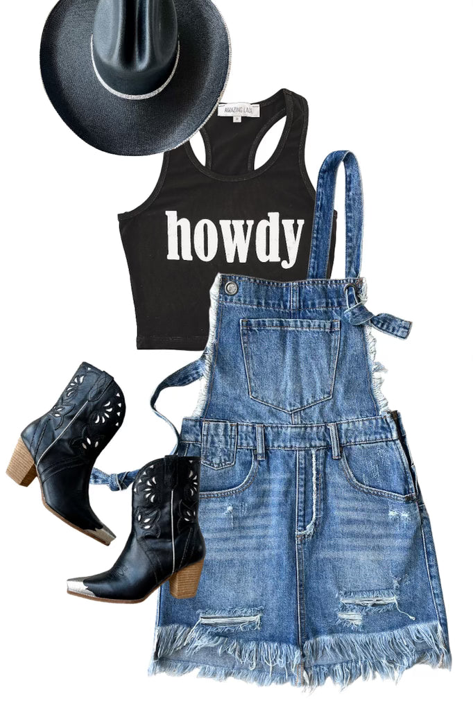 Howdy Fitted Cropped Rodeo Tank Top from Amazing Lace