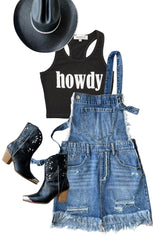 Howdy Fitted Cropped Rodeo Tank Top from Amazing Lace