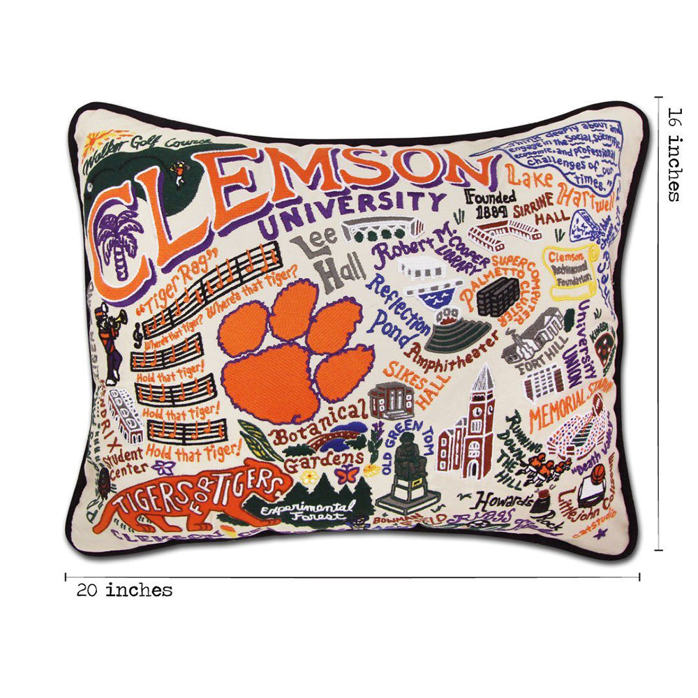 Clemson University Collegiate Hand-Embroidered Pillow from Quirks!