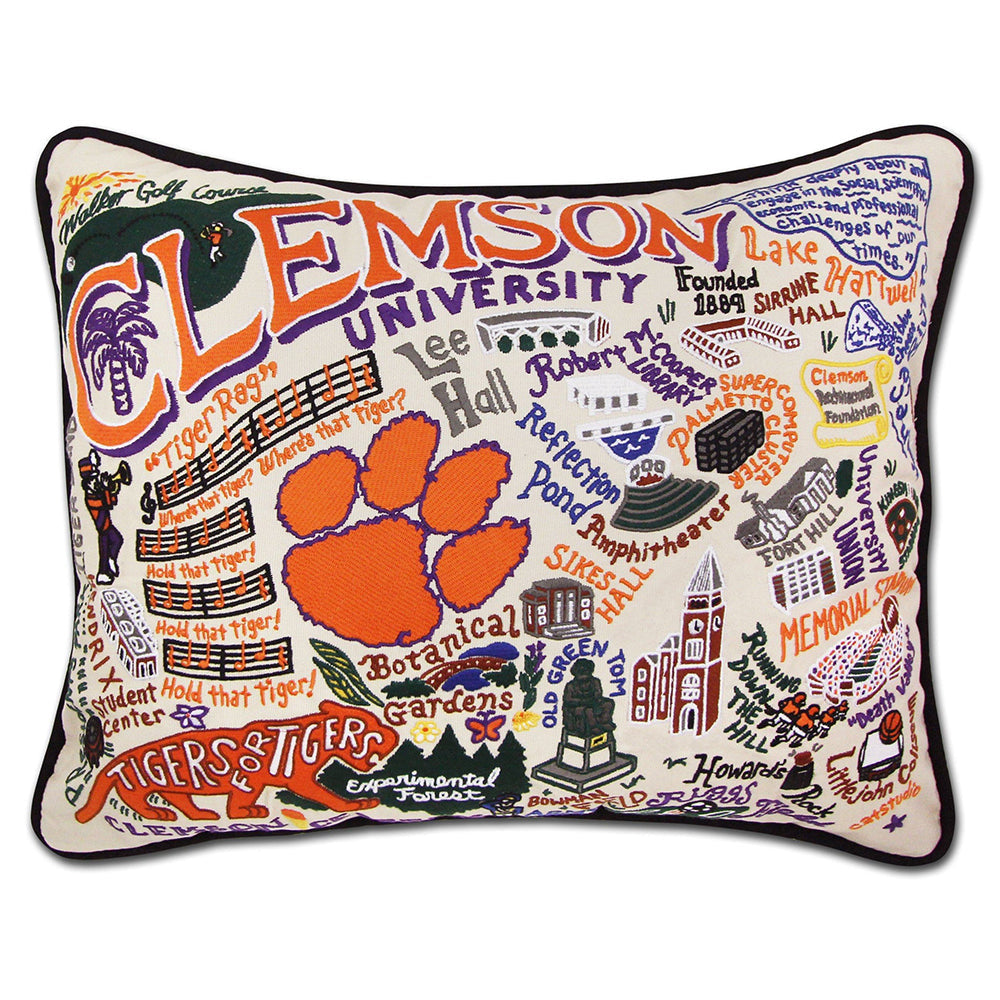 Clemson University Collegiate Hand-Embroidered Pillow from Quirks!