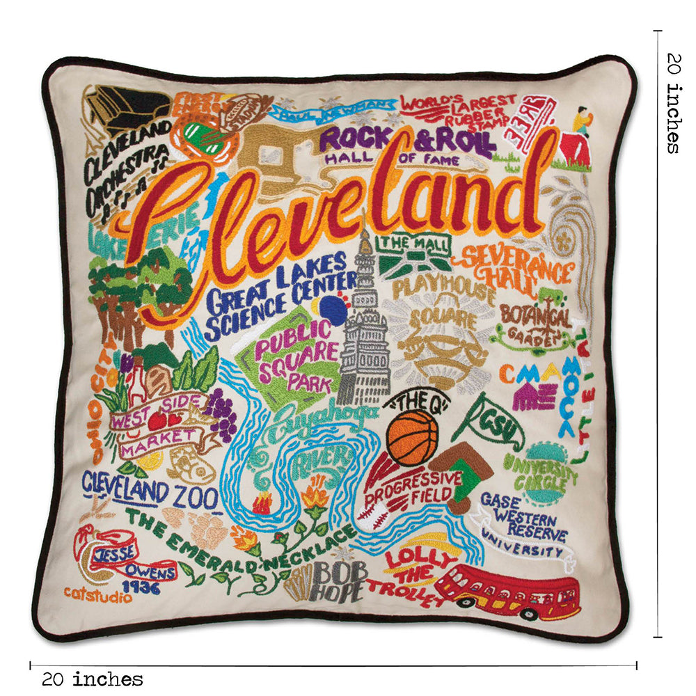 Cleveland Hand-Embroidered Pillow from Quirks!