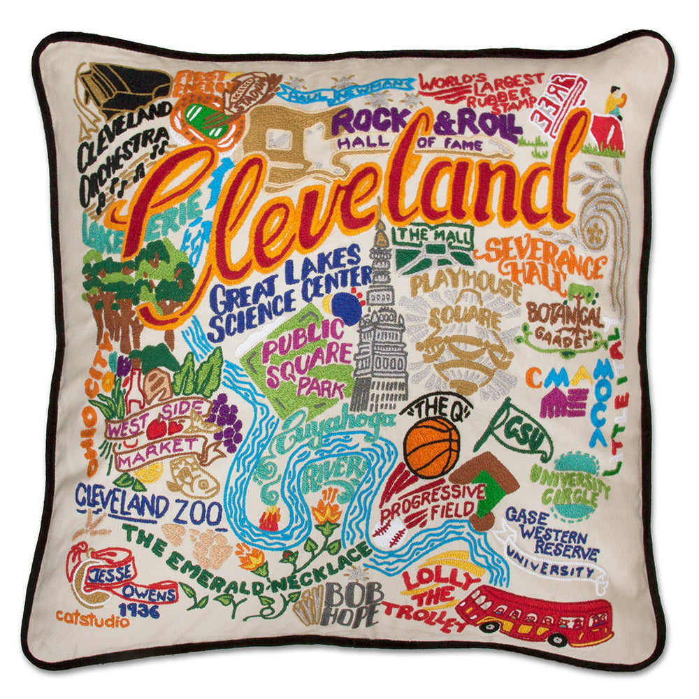Cleveland Hand-Embroidered Pillow from Quirks!