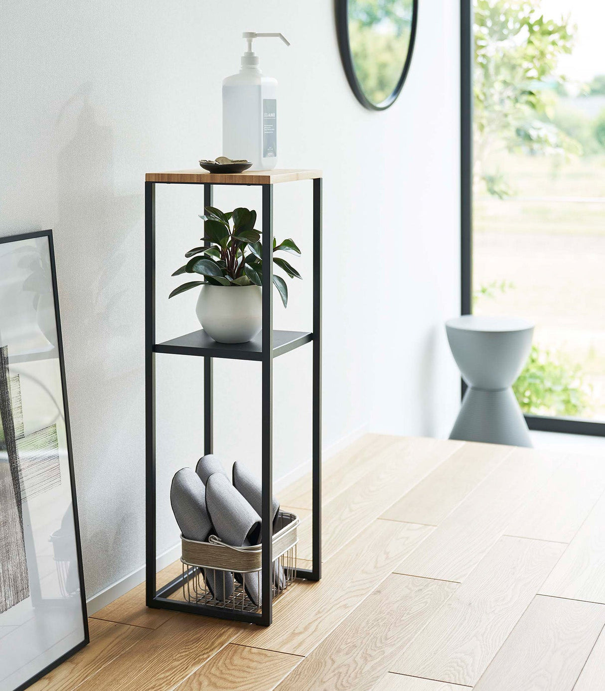 Two-Tier Display & Storage Shelf (31.5" H)  - Steel + Wood from Yamazaki Home