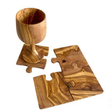 Olive Wood Coaster Puzzle 4-Pcs Set. from Choixe