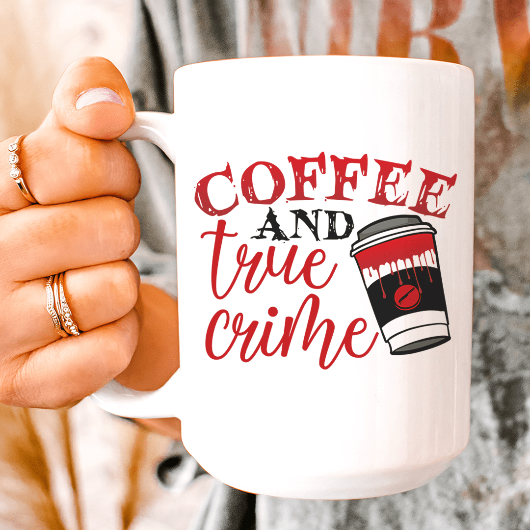 Coffee And True Crime Ceramic Mug 15 oz from Peachy Sunday