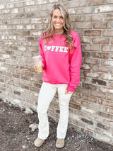 Coffee Heart Letter Patch Crewneck Sweatshirt from United Monograms