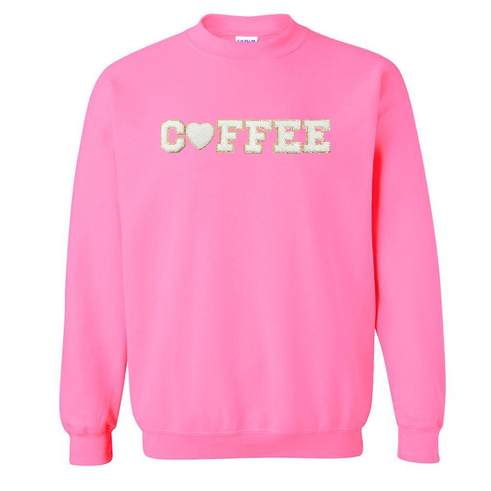 Coffee Heart Letter Patch Crewneck Sweatshirt from United Monograms
