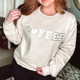 Coffee Heart Letter Patch Crewneck Sweatshirt from United Monograms