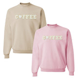 Coffee Heart Letter Patch Crewneck Sweatshirt from United Monograms